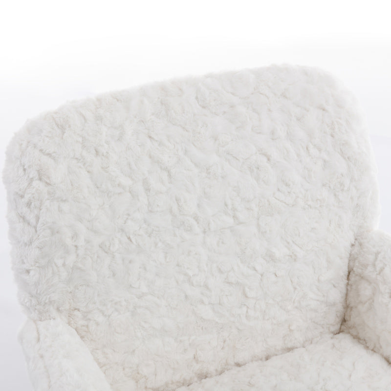 A&A Furniture Rabbit Hair Office Chair With Golden Base, Adjustable